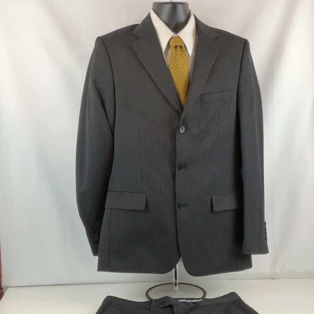 Zara Blazer Mens 40 Black Pinstripe‎